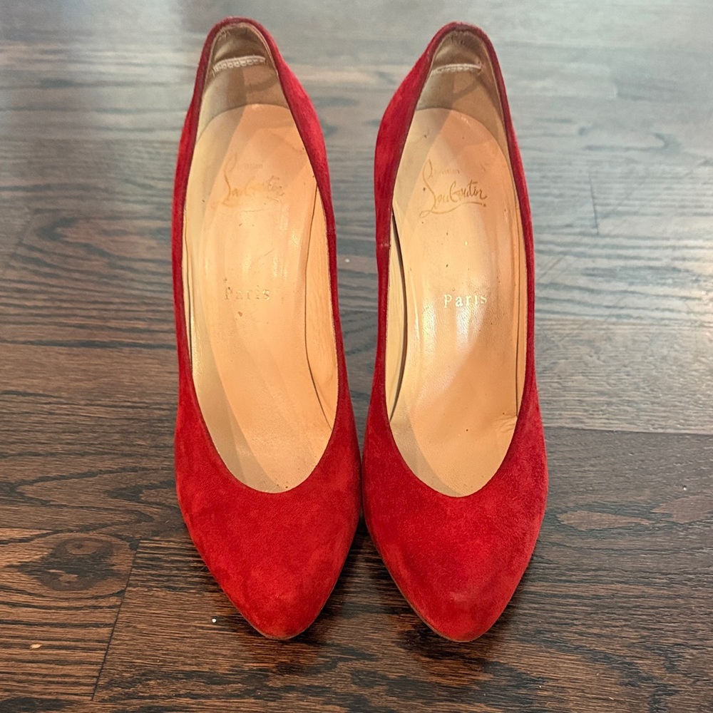 Christian Louboutin Red Suede Pointed Pumps